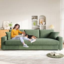 Dprodo Deep 4 Seat Sofa, 256cm Mid Century Modern Couches in Green - Size: 2 Pack - thumbnail 4
