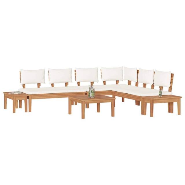 Berkfield Home Dense Garden Bench Set 4 pcs Brown & Cream 2-seater Medium - image 1