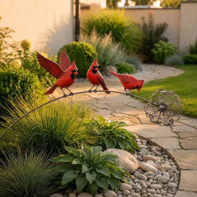 Quipulse Metal Wrought-Iron Floral Ornaments in Red