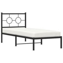 Berkfield Home Metal Bed Frame without Mattress with Headboard Black 80x200cm - Size: 80x200 cm - thumbnail 4
