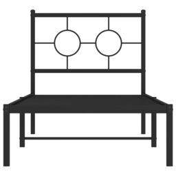 Berkfield Home Metal Bed Frame without Mattress with Headboard Black 80x200cm - Size: 80x200 cm - thumbnail 5