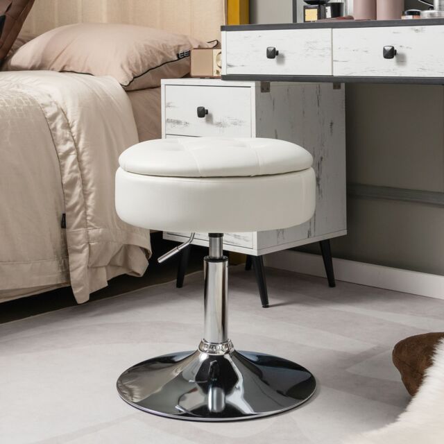 Costway Tufted Vanity Stool Footrest Accent Storage Ottoman with Reversible Lid in White - image 1
