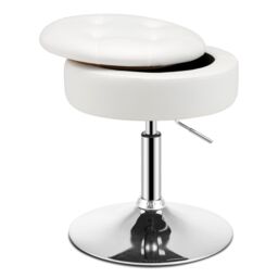 Costway Tufted Vanity Stool Footrest Accent Storage Ottoman with Reversible Lid in White - thumbnail 2