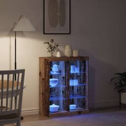 Berkfield Home Sideboard with LED Lights Old Wood 41x37x100 cm in Brown - Size: 41 x 37 x 100 cm - thumbnail 5