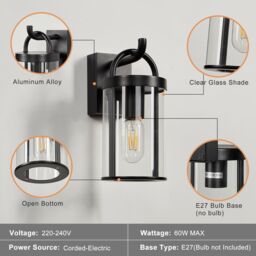 Harper Living Black Retro Industrial Outdoor Wall Lights Weatherproof - thumbnail 3