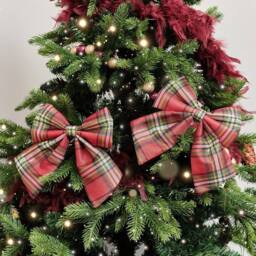 Melody Maison Set Of 2 Green & Red Tartan Decorative Bow - 24cm - thumbnail 5