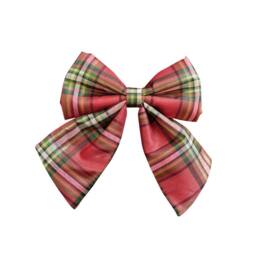 Melody Maison Set Of 2 Green & Red Tartan Decorative Bow - 24cm - thumbnail 1