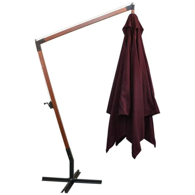Berkfield Home Hanging Parasol with Pole Bordeaux Red 3x3 m Solid Fir Wood in Burgundy - image 1
