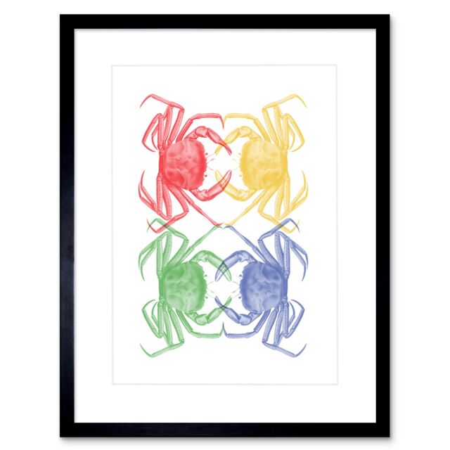 "Artery8 Wall Art Print Pop Art Crabs Art Black Framed 9x7 inch - Size: W7"" x H9""" - image 1