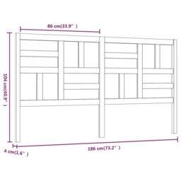 Berkfield Home Bed Headboard 186x4x104 cm Solid Wood Pine in Brown - Size: 186 x 4 x 104 cm - thumbnail 6