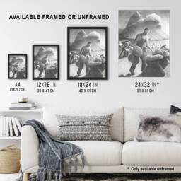 "Artery8 Approaching Storm in Wheat Field Grant Wood Framed Wall Art Print in Grey - Size: W12"" x H16""" - thumbnail 3