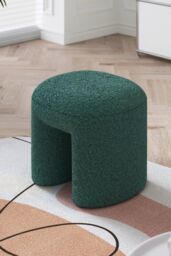 Modern Teddy Bear Fur Upholstered Footstool - thumbnail 3