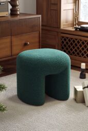 Modern Teddy Bear Fur Upholstered Footstool - thumbnail 1