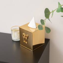 Melody Maison Metallic Gold Metal Bow Tissue Box - thumbnail 6