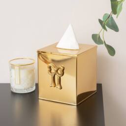 Melody Maison Metallic Gold Metal Bow Tissue Box