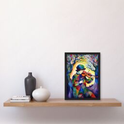 Artery8 Fiddle Player In Forest Folk Art Watercolour Painting Artwork Framed Wall Art Print A4 in Black - thumbnail 2