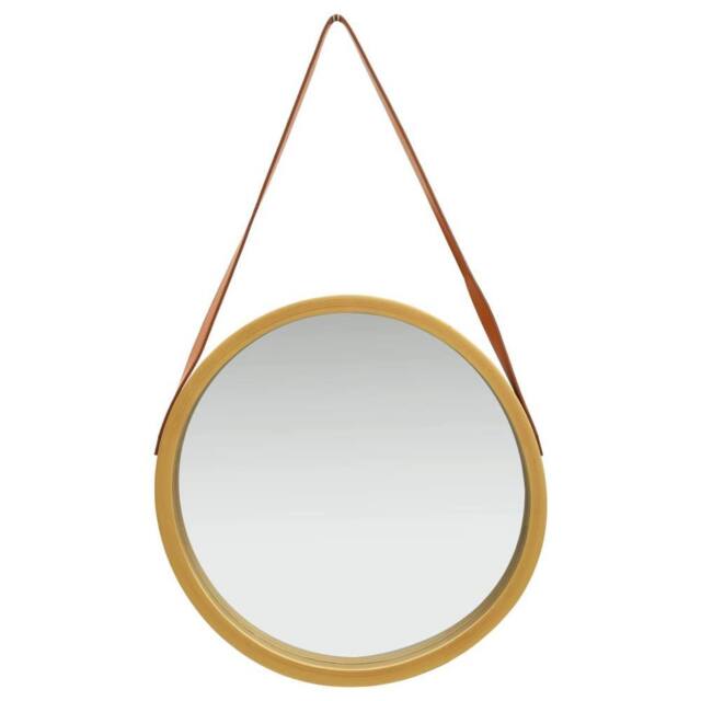 Berkfield Home Wall Mirror with Strap 50 cm Gold - image 1