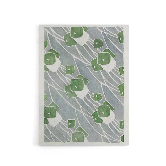 "Artery8 Green Geometric Pattern Canvas Wall Art Print Overbeck in Grey - Size: W18"" x H24""" - image 1