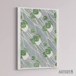 "Artery8 Green Geometric Pattern Canvas Wall Art Print Overbeck in Grey - Size: W18"" x H24""" - thumbnail 2