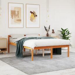 Berkfield Home Senior Bed without Mattress Wax Brown 120x200 cm Solid Wood Pine - Size: Small Double - thumbnail 1