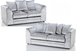 Snugg Furniture UK Limited (3+2 Seater) Aurora Crushed Velvet 3 & 2 Seater Sofa in Silver