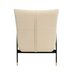 Angel Cerda Armchair, Light Beige Cowhide Leather, Gold Chrome, Black Legs - thumbnail 6