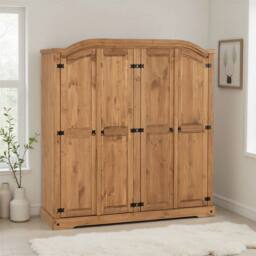 Seconique Corona Essentials 4 Door Wardrobe in Natural