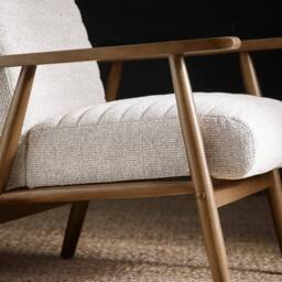 Cheshire Ivy Sand Chenille Tweed Upholstered Armchair in Beige - thumbnail 4