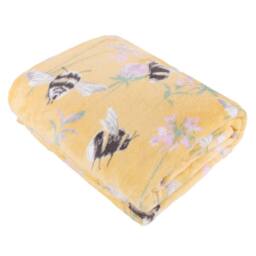 Furn Country Bee Printed Soft Fleece Throw in Yellow - Size: 130 cm x 150 cm