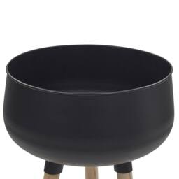Wyld and Coco Black Plant Stand Powder Coat Iron Pine Wood Legs 30 x 30 x 47cm - Size: 30 x 30 x 47 cm - thumbnail 4