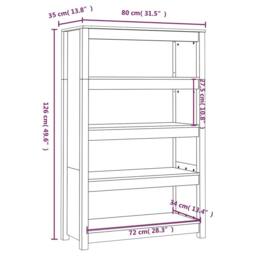 Berkfield Home Book Cabinet Honey Brown 80x35x126 cm Solid Wood Pine - Size: 80 x 35 x 126 cm - thumbnail 8
