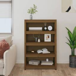 Berkfield Home Book Cabinet Honey Brown 80x35x126 cm Solid Wood Pine - Size: 80 x 35 x 126 cm - thumbnail 3