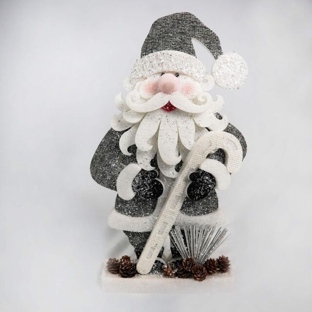 Shatchi Christmas Decoration 42cm Santa Christmas Tabletop Figures Window Holiday Home Xmas Glitter Foam Showpiece Decorations in Silver - image 1