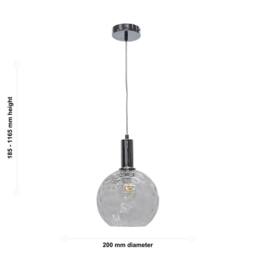 First Choice Lighting Set of 2 Barnum - Clear Dimple Glass Globe Chrome Deco Pendants - thumbnail 6