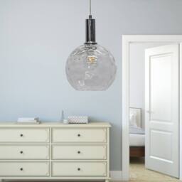 First Choice Lighting Set of 2 Barnum - Clear Dimple Glass Globe Chrome Deco Pendants - thumbnail 5