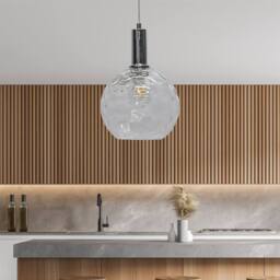 First Choice Lighting Set of 2 Barnum - Clear Dimple Glass Globe Chrome Deco Pendants - thumbnail 4