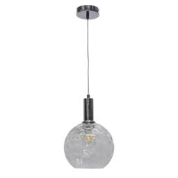 First Choice Lighting Set of 2 Barnum - Clear Dimple Glass Globe Chrome Deco Pendants - thumbnail 2