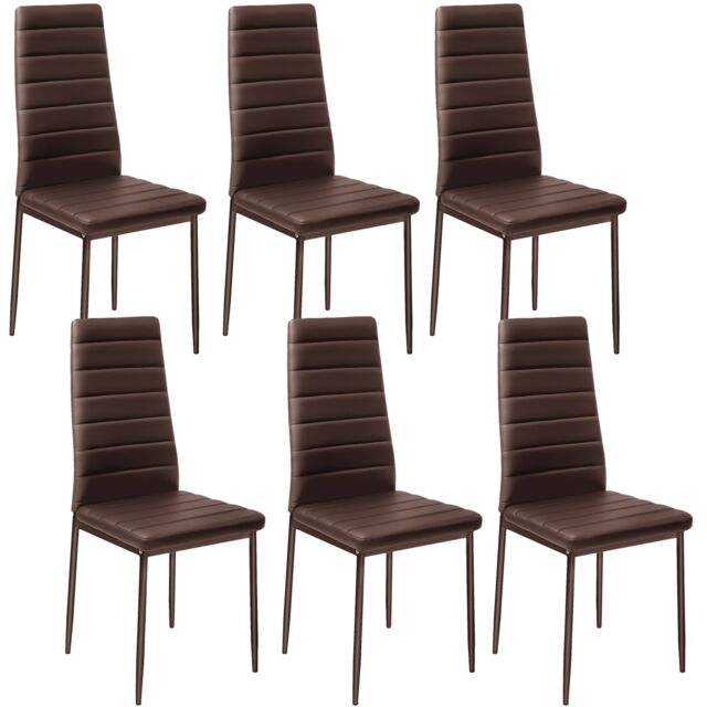 tectake Dining Chairs Thomas Set Of 6 - Cappuccino in Brown - Size: 6 Pack - image 1