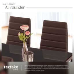 tectake Dining Chairs Thomas Set Of 6 - Cappuccino in Brown - Size: 6 Pack - thumbnail 5