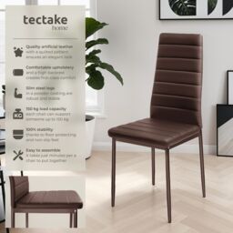 tectake Dining Chairs Thomas Set Of 6 - Cappuccino in Brown - Size: 6 Pack - thumbnail 2