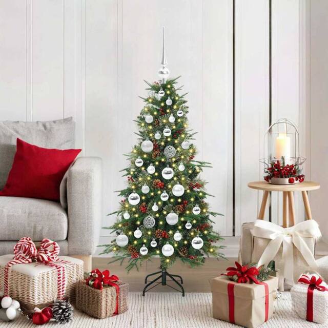 Berkfield Home Artificial Hinged Christmas Tree Green 120 cm PE & PVC - image 1