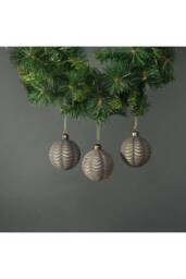 KDMD Luna Glass Frill Bauble Pewter & Gold Set of 4 in Grey - thumbnail 1
