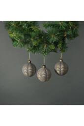 KDMD Luna Glass Frill Bauble Pewter & Gold Set of 4 in Grey - thumbnail 2