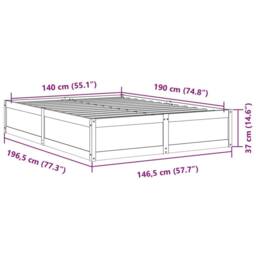 Berkfield Home Bed Frame without Mattress Wax Brown 140x190 cm Solid Wood Pine - thumbnail 9