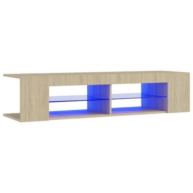 Berkfield Home TV Cabinet with LED Lights Sonoma Oak 135x39x30 cm in Light Tan - Size: 135 x 39 x 30 cm - image 1