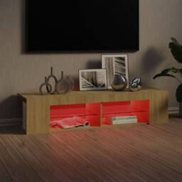 Berkfield Home TV Cabinet with LED Lights Sonoma Oak 135x39x30 cm in Light Tan - Size: 135 x 39 x 30 cm - thumbnail 4
