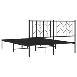 Berkfield Home Metal Bed Frame without Mattress with Headboard Black 140x190cm - Size: 140x190 cm - thumbnail 7