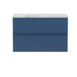 Balterley Mavesyn Contemporary 2 Drawer Wall Hung Vanity Unit, Dark Blue, 800mm in Blue
