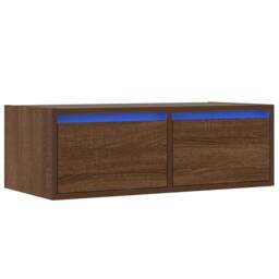 Berkfield Home TV Cabinet with LED Lights Brown Oak 75x35.5x25 cm - thumbnail 3