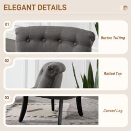 HOMCOM Fabric Single Sofa Upholstered with Pillow Wood Leg Charcoal Grey in Dark Grey - thumbnail 5